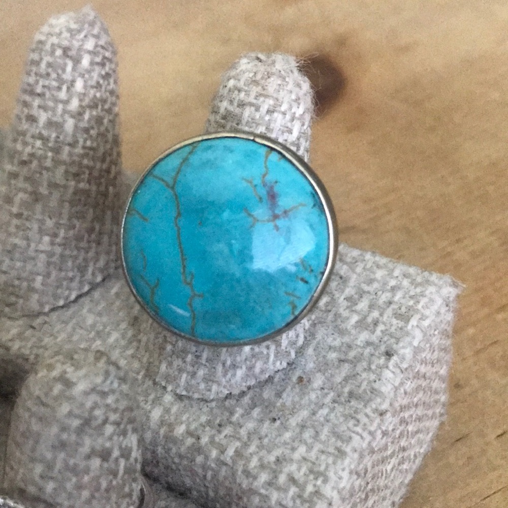 Turquoise and silver adjustable ring - Picture 2 of 2